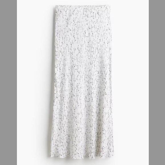 H&M white and Black floral Patterned Midi high waisted Skirt set piece size XL - Picture 1 of 9